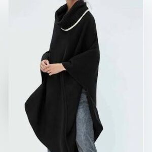 NWOT Zara Heavy Knit Asymmetrical Cape with knit collar